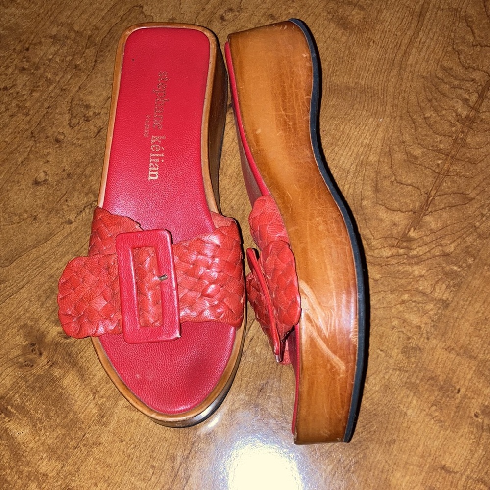 Stephane Keliam red leather sandals size 38.5 - Picture 2 of 3